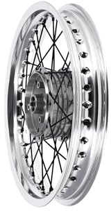 Speichenrad 2,15 x 16 Alufelge poliert + Speichen in Schwarz