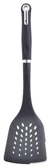 MasterPro FOODIES COLLECTION - Espátula de Nylon con Borde de Sierra - Mango Ergonómico Antideslizante - Resistente al Calor - Ranuras para Escurrir - Versátil y Multifuncional
