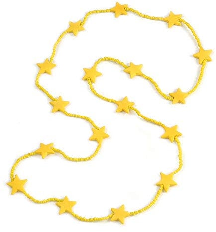 Long Banana Yellow Acrylic Star Glass Bead Necklace/ 104cm L