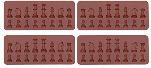 Chess Piece Silicone Mold, 4Pcs Chocolate Candy Fondant Moulds International Shapes Mold Jelly Ice Mould Baking Epoxy Resin Casting Molds Set Tray Cake Decor for DIY Topper Decoration