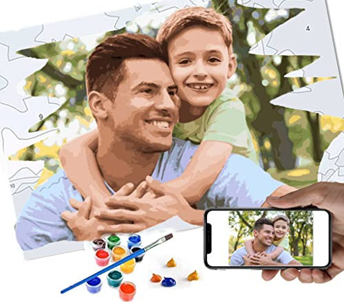 Personnalisée Peinture par Numéros pour Adultes Kits，Peinture à l'huile personnalisée Faites Votre Propre Photo，avce Peinture de Dessin et Pinceaux (Boîte combo(36color)40 * 50cm）