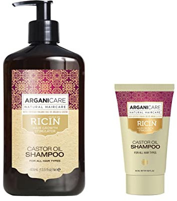 ARGANICARE | Sortiment Ricin | Mit Bio-Rizinusöl | Haarpflege | Füttert | Stärkt | Spendet Feuchtigkeit | Alle Haartypen | Shampoo + Probe (Shampoo)