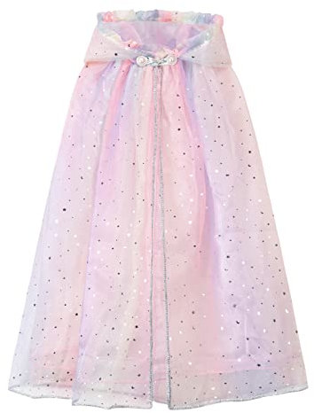 XEPST Kinder Prinzessin Umhang Bunt Mit Kapuze, Tüll Cape Glitzer Pailletten für Halloween Karneval Kostüm, Cosplay Party für Mädchen