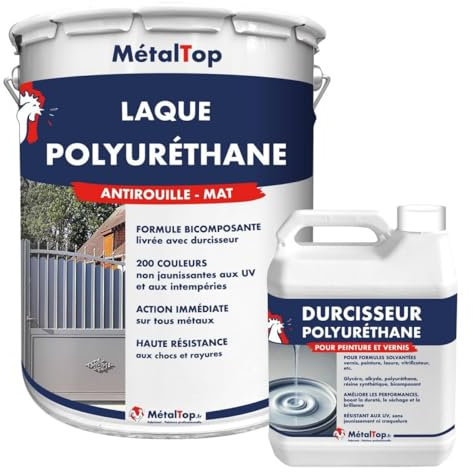 Metaltop - Laque Polyurethane Mat - Noir signalisation - RAL 9017 - Pot 5 L