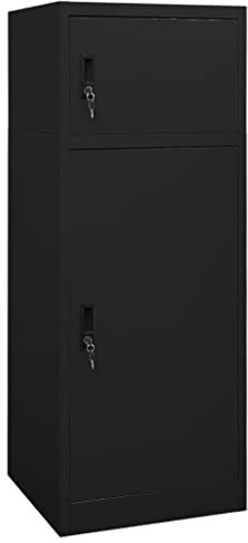 YEZIYIYFOB Sattelschrank Schwarz 53x53x140 cm Stahl Aktenschrank Metallschrank Werkzeugschrank Vorratsschrank BüRoschrank Werkstattschrank MöBel FüR Arbeitszimmer Allzweckschrank mit 2 Fächern