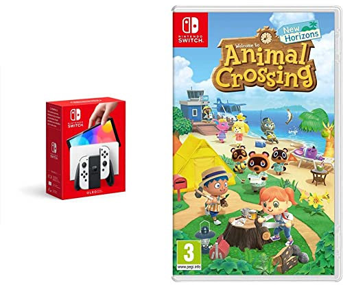 Nintendo Switch (OLED Model) - White & Animal Crossing: New Horizons (Switch)