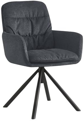 B&D home Esszimmerstuhl CAZAR, Loungesessel Drehstuhl Polsterstuhl für Esszimmer, Küche, Wohnzimmer, Büro, Industrial modern Retro Design, Anthrazit, 1 Stück, 11123-ANTR-1