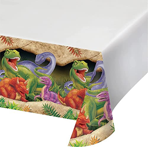 Tischdecke * Dino Blast * als Tischdeko für Kindergeburtstag und Dinosaurier Mottoparty | Größe: 137x274cm | Deko T-Rex Kinder Geburtstag Party