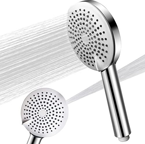 MOSSNDAR Shower Head, 5 Modes High Pressure Head with Unique Power Jet and Pause Funtion, Large for Low Water Pressure, Saving Replacement Handheld Universal, White, (SH-5-01)
