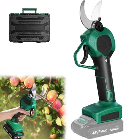 YRHome Profi Elektrisch Baumschere Gartenschere Akku Astschere 3000mAh Akku Astschere Wiederaufladbarer 48V Akku Schnittdurchmesser 30mm Hand-Astschere für Gartenschnitt, Gärten, Blumenbeete