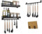 Kitchen Zen, Wall-Mounted Kitchen Shelf & Rail Set, Easy Clean, 12 Removable Hooks, 2 Floating Shelves Plus Utensil Rails, 50cm, Black, Metal