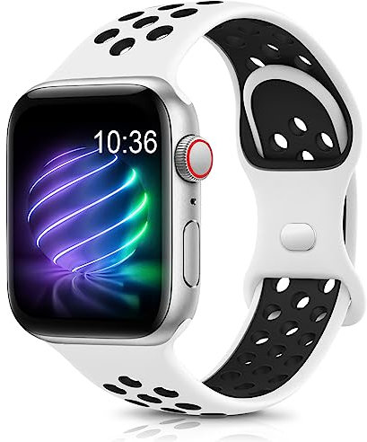 Jiamus Sport Armband Kompatibel mit Apple Watch Armband 44mm 45mm 49mm 42mm 41mm 38mm 40mm Herren Damen,Atmungsaktive Silikon Wasserdicht bänder für Apple Watch Ultra iWatch Series SE 8 7 6 5 4 3 2 1