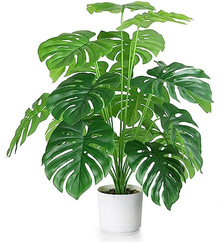 Sour Lemon 28 Fake Plants Large Tropical Palm Tree Artificial Monstera Faux Plant Tree in Pot for Indoor Outdoor Home Office Garden Decoration