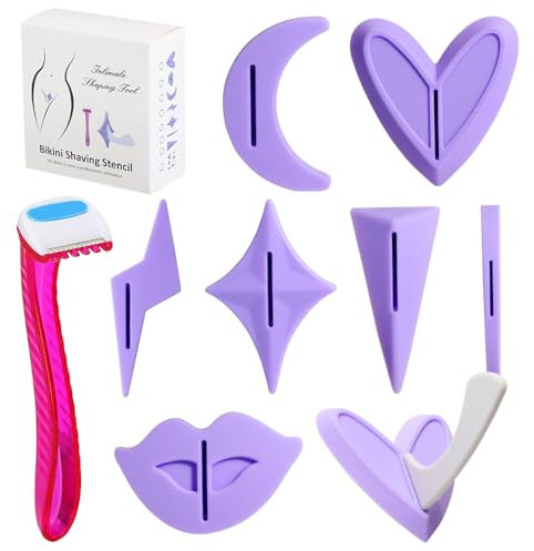 Schamhaar-Schablonen Frauen Bikini Privates Rasieren Schablone für Frauen Intimate Schamhaartrimmer mit 7 Formen Perfekt für Bikinizone Formen und Styling
