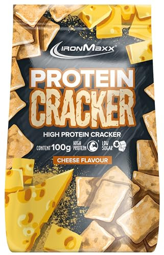 IronMaxx Protein Cracker - Cheese 100g | Knuspriger und zuckerarmer Snack mit 21% Eiweiß | Gebacken und nicht frittiert