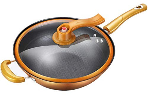 Wok Padella Antiaderente Padella Senza Fumo d'Olio Maifan Pietra Pentola in Ferro Fornello a Gas per Pentola a Fondo Piatto Padella Interesting