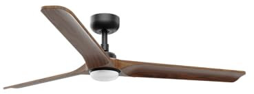 Faro HEYWOOD Ventilatore da soffitto DC a LED grande nero, legno scuro a 6 velocità