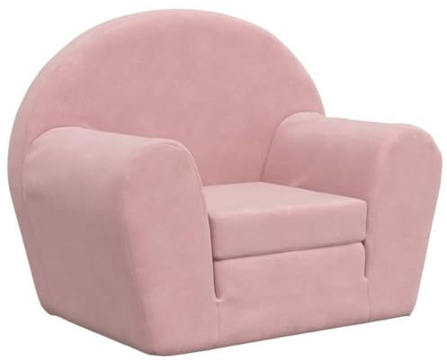 vidaXL Schlafsofa für Kinder, 2-in-1 Kindersofa mit Schlaffunktion, Kindersessel Sofa Abnehmbarer Bezug, Kindercouch Couch Kindermöbel, Rosa Weich Plüsch