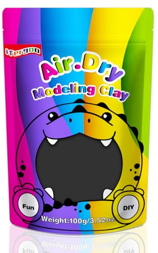 iFergoo Lufttrocknende Knete Ultra Light, Modelliermasse Selbsthärtend, Kreative Magische Clay für Kinder, DIY Bastelset, Geschenk für Jungen & Mädchen ab 3 Jahren 100g / 3.52oz (Schwarze Knete)