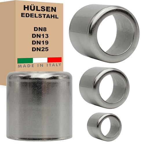 Schlauchhülsen Edelstahl Hülsen DN8 DN13 DN19 DN25 Presshülsen Hydraulik für Niederdruckschläuche Flexschläuche (Für DN8-25 Stück)