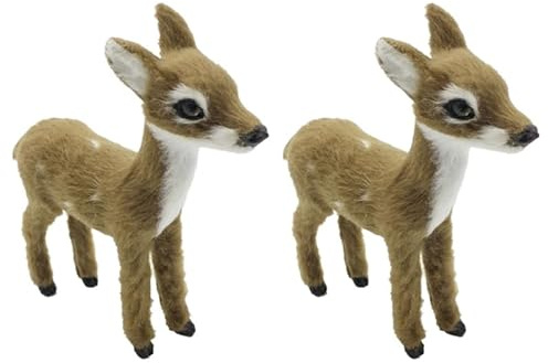 Zerodeko PlüSch Hirsch Figur 2Er Set Kleine Sika REH Deko Weich FüR Weihnachtsdeko Und Kinderzimmer Dekoration