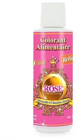 Déco Relief - Colorant liquide Professionnel à base d'eau ROSE 125ml - Spécial Aérographe - Pour Pâtisserie, Cuisine - Colorant Alimentaire - A12.