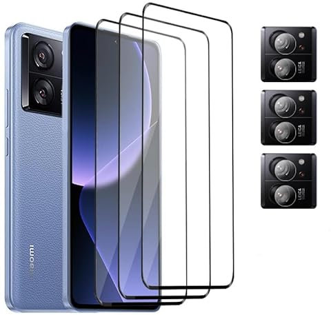 [3+3 Pack] Screen Protector for Xiaomi Redmi Note 13 Pro Plus with Camera Lens Protector, Full Coverage 9H Hardness Tempered Glass Film for Redmi Note 13 Pro Plus - Ultra Resistant, Case Friendly