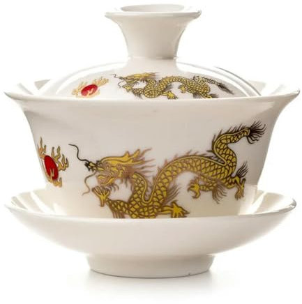 HGYEDA Tazze da tè Gaiwan eleganti tradizionali cinesi, zuppiera da tè in ceramica, coperchio, piattino, tazza da tè Kung Fu