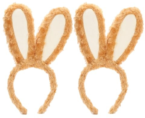 XNIVUIS 2 Stück Hasenohren Stirnband Plüsch Hasenohren Niedliches Haarband Kaninchenohren Hasenohren Haarreif für Frauen und Mädchen Halloween, Cosplay, Ostern, Party, Kostüm-Dekoration (Braunen)