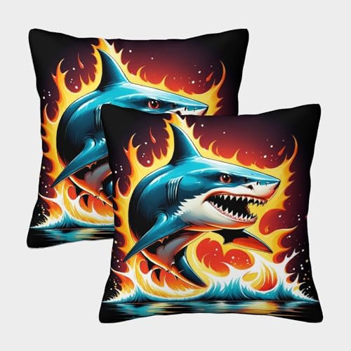 CasCam Haie Dekorative Kissenbezüge,Versteckter Reißverschluss Kissenhülle, Für Autodekoration, Zuhause, Sofa, Bettwäsche Kissenbezug 2er-Set 40x40cm