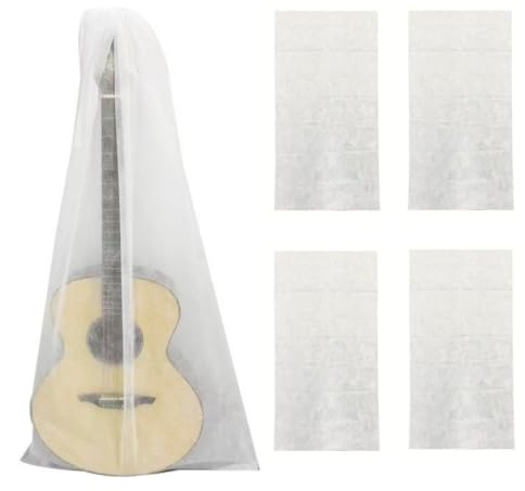 CCeCCe 4 Pack Guitar Dust Cover Storage Bag Non-Woven Fabric Breathable Dust-Proof Coating Sleeve Protector Covers for Acoustic Guitars Electric Bass Upright Stand 120cmx60cm 47x23.5