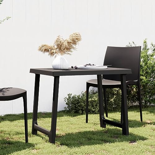 TEHTX7 Gartentisch Garten Terrasse Tisch Balkontisch Terrassentisch Freien Esstisch Anthrazit 79x56x64 cm PP Holzoptik