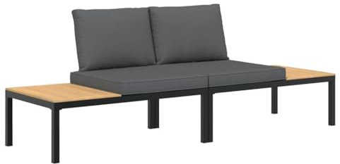 Genérico Wenjingqi-3283705 Gartenmöbel-Set mit Kissen, 2-teilig, Aluminium, Schwarz