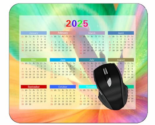Special Design 2025 Calendar Mouse Pad with Holidays,Flower Lily Stamens ColorfulMouse Mat for Office Computers Laptop Men Women