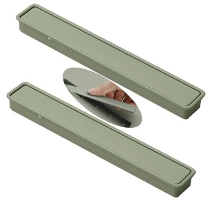 ZYFH8992 2Pcs Tiretti nascoste in Lega di alluminio Maniglia ribaltabile Pomello per cassetti tirettiera incasso per porta scorrevoli a scomparsa Maniglione Armadio invisibile Cucina (165mm,Verde)