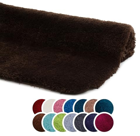 liebling Badteppich 60x100 cm, rutschfeste Badmatte, Dunkelbraun, Superior | 100% Polyester (Mikrofaser), Weicher Badvorleger 60 x 100, Anti-Rutsch-Unterseite, Fußbodenheizung geeignet, Waschbar 30 Grad