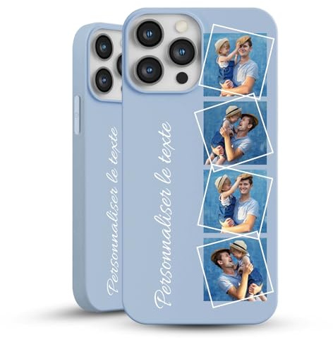 LQGBFCLK Personalisierte Handyhülle für iPhone X/Xs–Mit eigenem Foto, Bild oder Text–Selbst gestalten–Individuelle Hülle Familie & Freunde–Blau