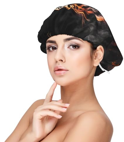 Cool Tiger Satin Bonnet Silk Bonnet for Sleeping, Double Layer Adjustable Elastic Hair Bonnet Night Sleep Cap for Women Curly Hair Black