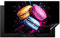 KitchenYeah© Herdabdeckplatte 90x52 cm Einteilig Küche Herdabdeckung Induktionsfeld Ceranfeld Herdabdeckplatten Vinyl Matte Aufrollbar Makronen - Graffiti - Farbenfroh - Rosa - Blau - Gelb