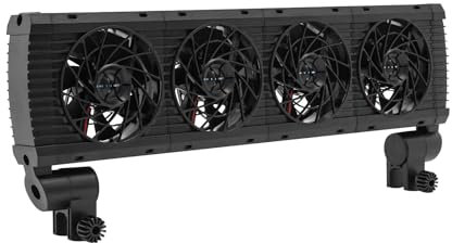 Susoso Ventilateur d'aquarium avec adaptateur - 4 têtes de ventilateur - Température de l'eau réduite : 2 ~ 5 °C - 38,8 x 15 x 3,5 cm - Noir