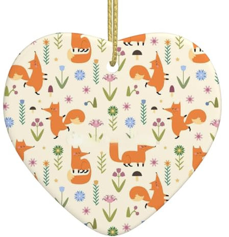 Kleine Hunde-Weihnachtsfigur in Herzform, Porzellan, Andenken für Xmax Baum-Hängedekoration