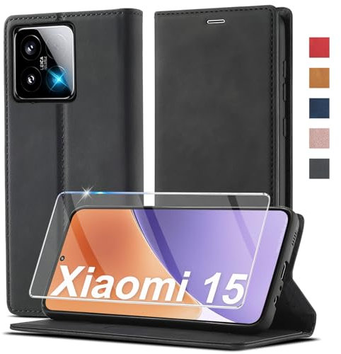 Ailicici für Xiaomi 15 Hülle Leder, [Mit Schutzfolie] Handyhülle für Xiaomi 15 Hülle Klappbar Flip Wallet Stoßfeste Case Schutzhülle Klapphülle für Mi 15