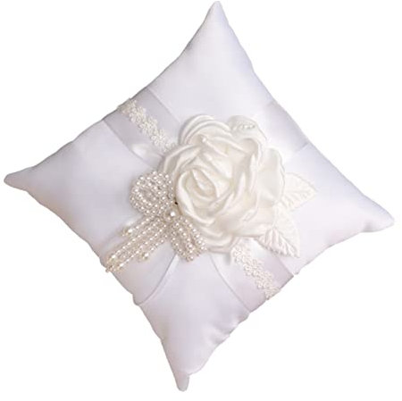 DECHOUS 1stück Hochwertiges Ringkissen Für Hochzeiten Weißes Design Mit Kunstrosen Für Trauringe Und Verlobungsringe Perfektes Accessoire Für Ihre