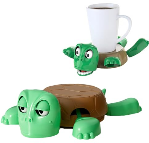 Turtle Cup Holder – 3D Printed Funny Turtle Coaster with Liftable Limbs & Expressive Face, Unique Tea Coaster for Coffee & Drinks, Cute Coasters with Funny Expression, Fun Gift for Tortoise Lovers