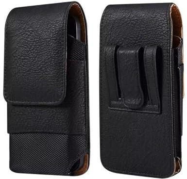Borsa da Cintura Pelle per Cellulare Uomo, Sacchetto Clip Cintura per Telefono Nero, Verticale Custodia Clip da Cintura per Carte Cellulare Borsello Telefono Pochette Portafoglio Borsa con Portacarte