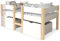 SogesPower Kinderbett mit Schublade & Rausfallschutz – Halbhochbett aus Kiefer-Vollholz 90x200 cm, Weiß/Eiche | Sicher, Stauraum, Splitterfreie Lackierung
