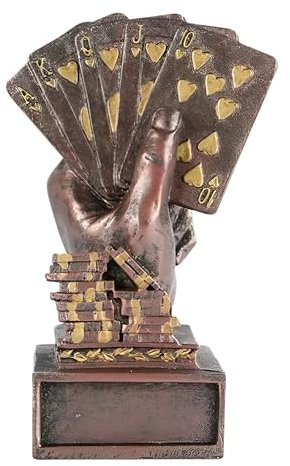 MIAOWR Mini Texas Hold'em Poker Champion Trophäe Royal Flush Glücksbringer Tischdeko Höhe 12Cm DREI Farben Erhältlich Geschenke Für Holdem-Fans,Copper