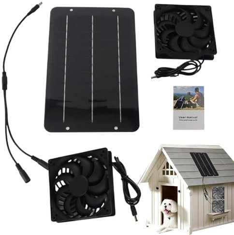 Sghtil Ventilateur Solaire Extérieur - Ventilateur Double Solaire pour Poulailler Extérieur | Refroidissement Léger Silencieux Pour Pique-nique Camping Randonnée Camping-Car