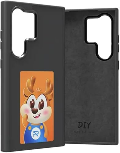 DIY E-Ink Phone Case for Samsung Galaxy S24 S23 S25 Ultra Smart Photo Rear Projection Customiza Case Instantly Display Photos On Back Cover (for S25 Ultra) Black