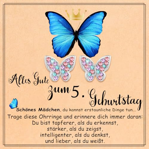 Ohrringe Silber,Mädchen Ohrringe, Schmetterlings-Ohrschmuck Geschenke für Geburtstag, Valentinstag, Weihnachten für Schmetterlings-Liebhaber/Tochter/Enkeltochter/Nichte/Jugendliche